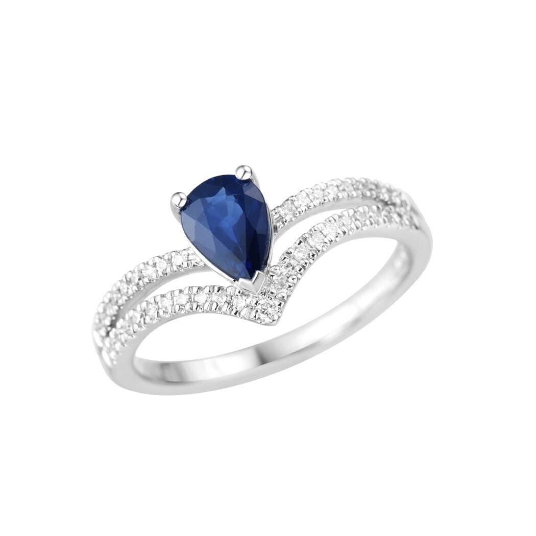 Sapphire and Diamond Ring in 18K White Gold
