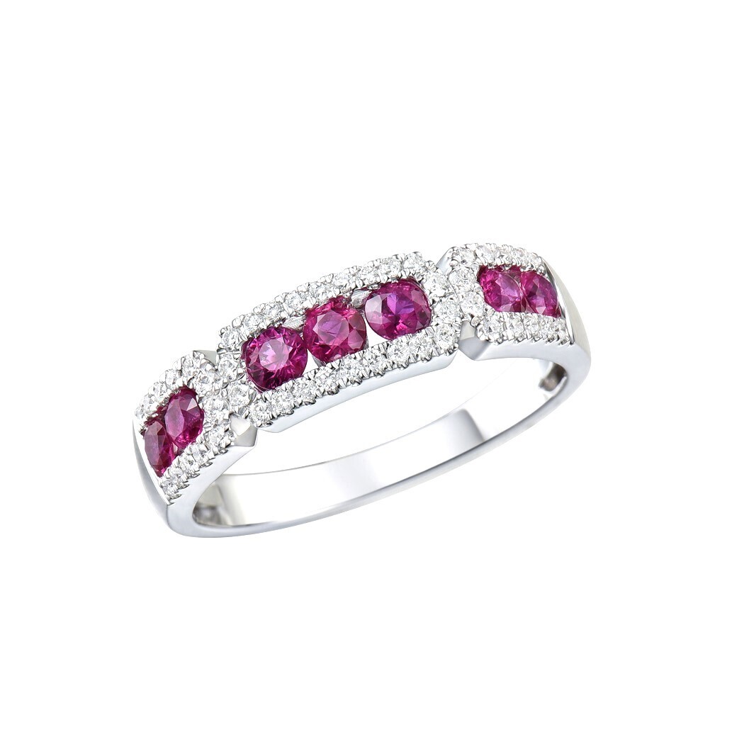 Ruby and Diamond Ring in 18K White Gold