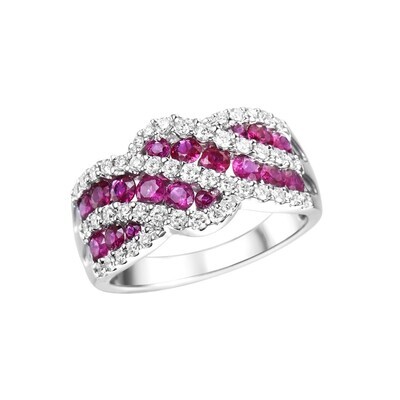 Ruby and Diamond Ring in 14K White Gold