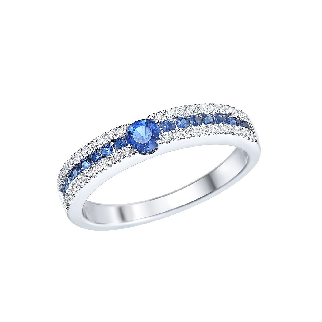 Sapphire and Diamond Ring in 18K White Gold