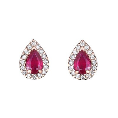 Ruby and Diamond Earrings in 18K Rose Gold