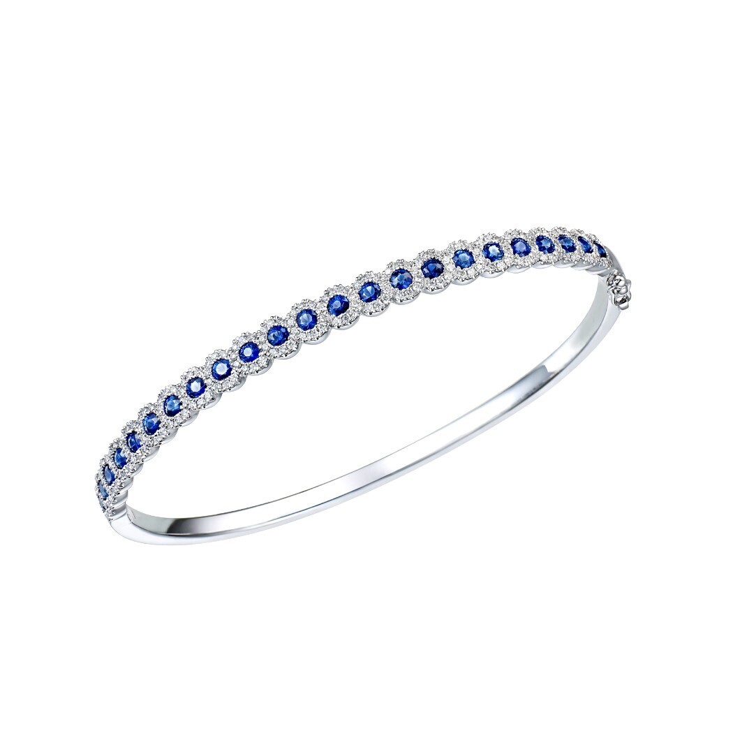Sapphire and Diamond Bangle in 18K White Gold