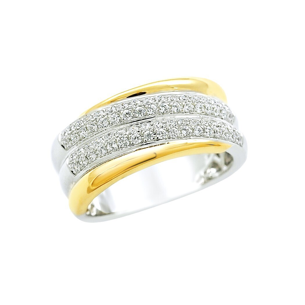 Diamond Ring in 18K White and Yellow Gold