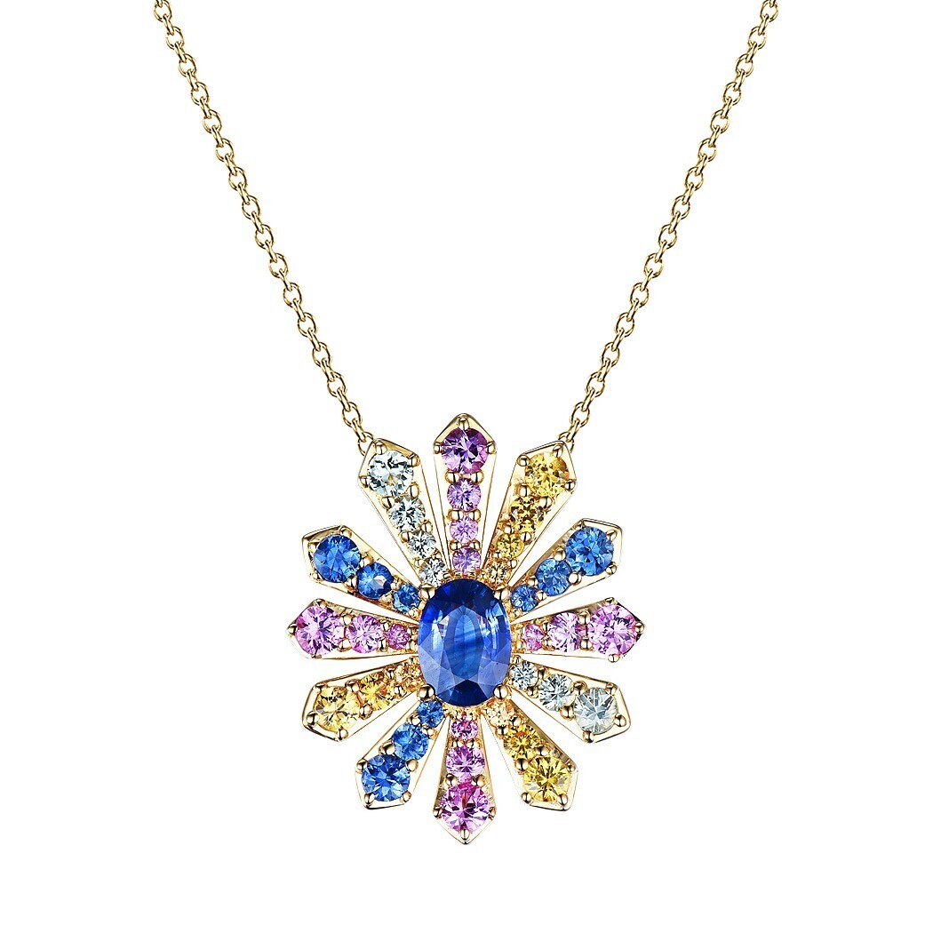 Assorted Stones Pendant in 18K Yellow Gold