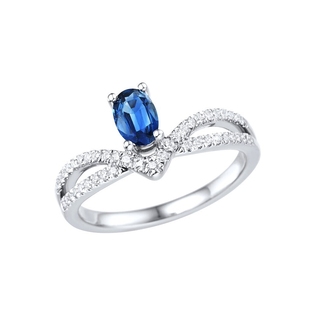Sapphire and Diamond Ring in 18K White Gold