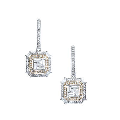 Diamond Earrings in 18K White and Rose Gold