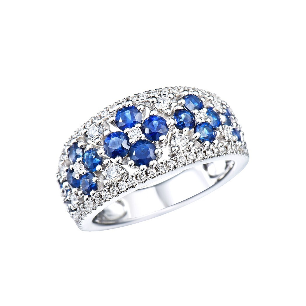 Sapphire and Diamond Ring in 18K White Gold