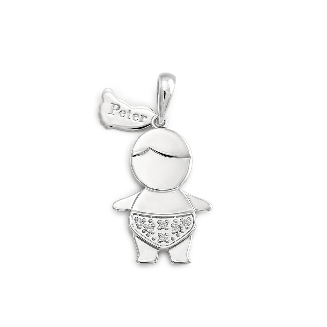 Baby Charm and Pendant with Name Engraved (for reference only)