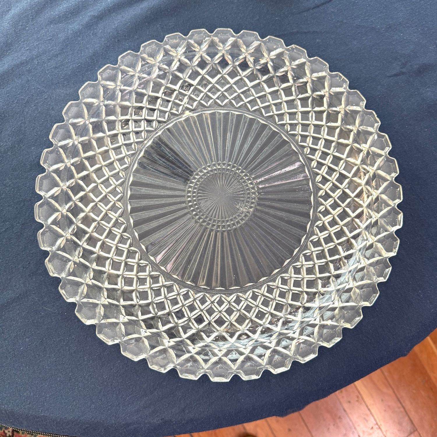 Anchor Hocking Waffle pattern glass tray 14"W