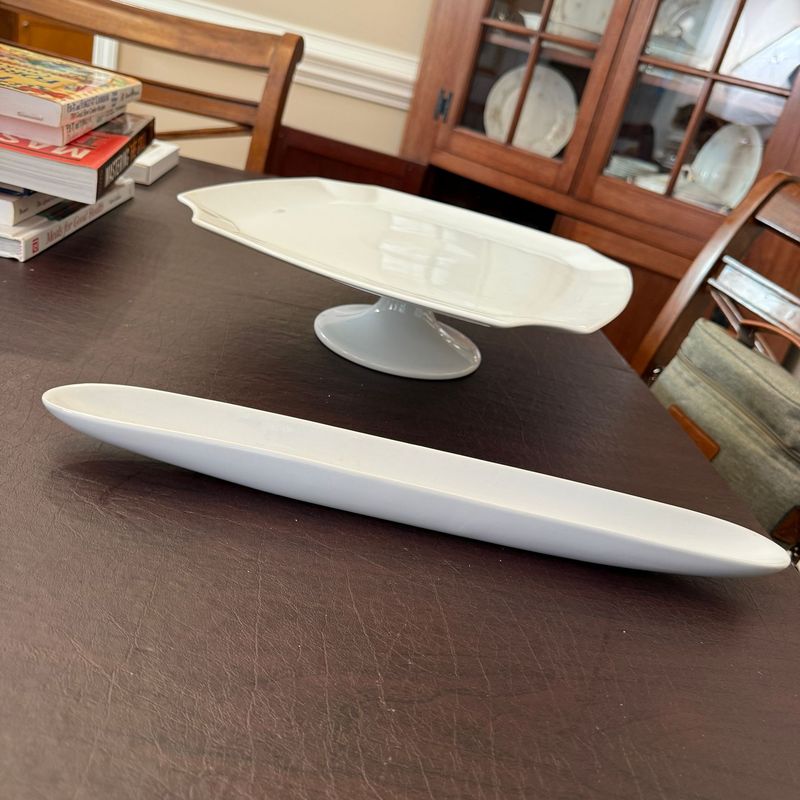 White cake/dessert stand 13 White cake/dessert stand 13"W and olive boat