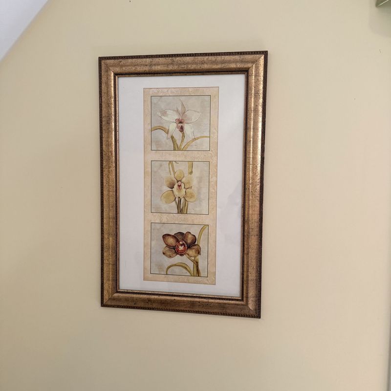 Orchid print in soft gold frame 26 Orchid print in soft gold frame 26" x 17"