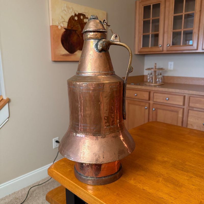 Large Persian copper water carrying jug 19 Large Persian copper water carrying jug 19"H