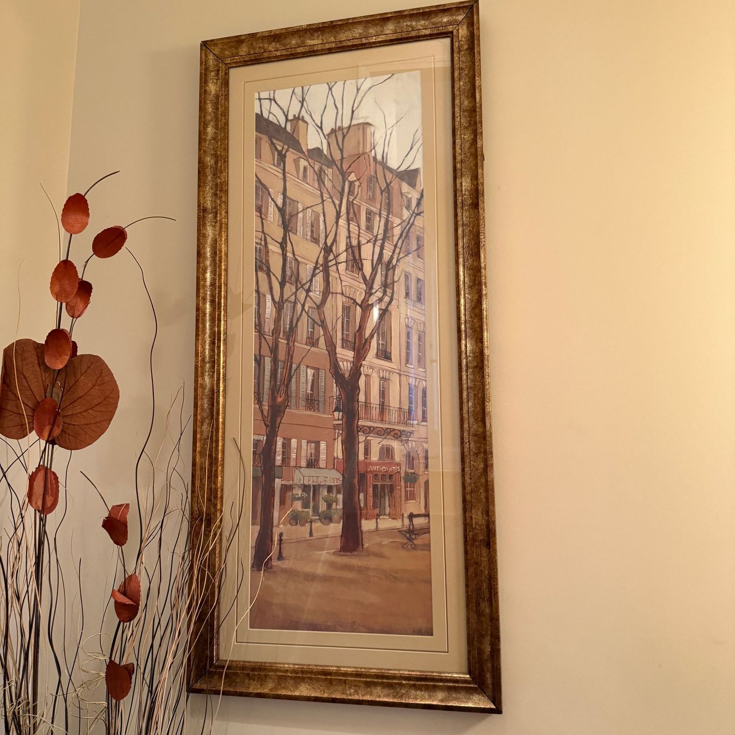 Tall city shops and buildings print by Fletcher 45" x 19"