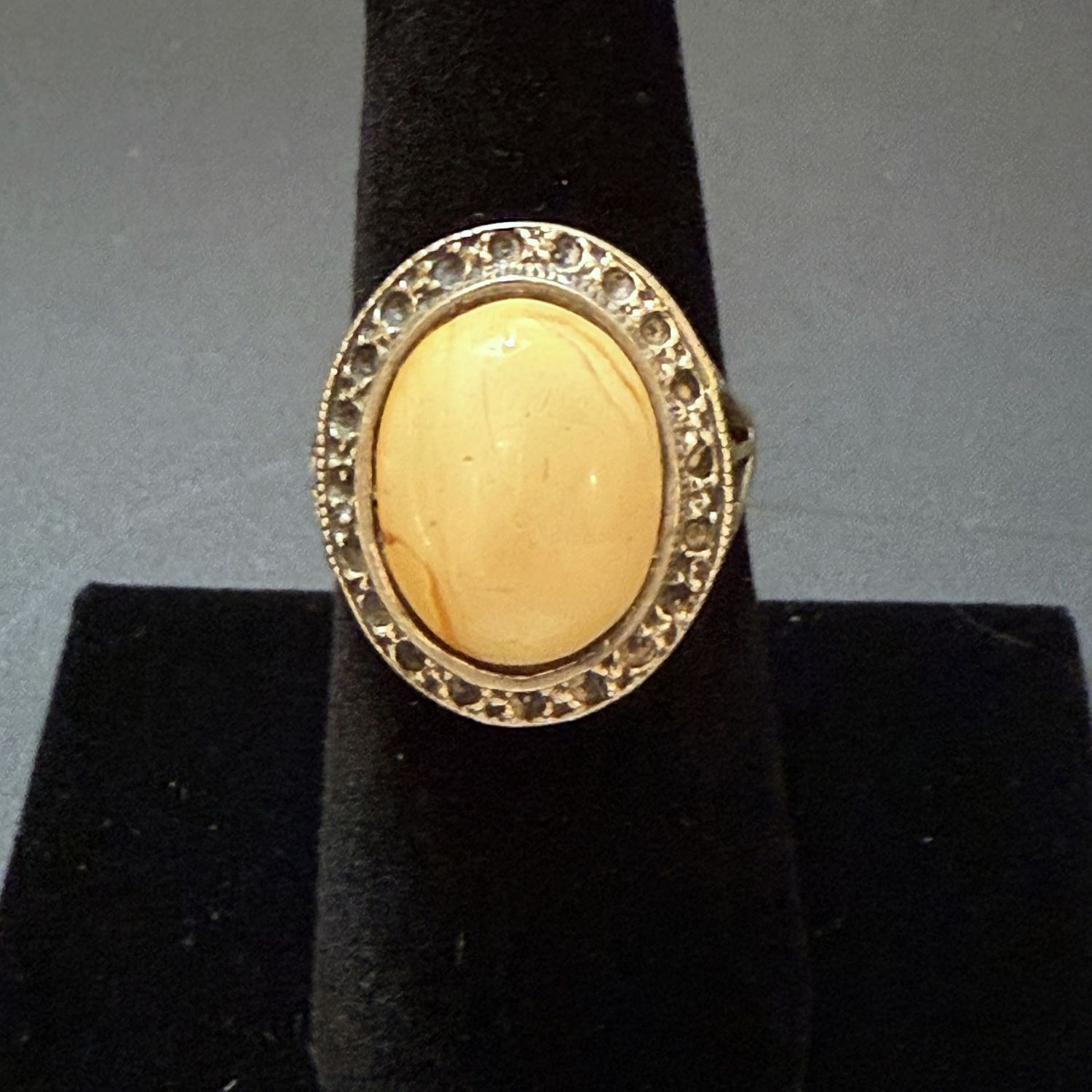 Jewelry Lot# 13 sterling ring, stone appears to be jasper, size 7-3/4