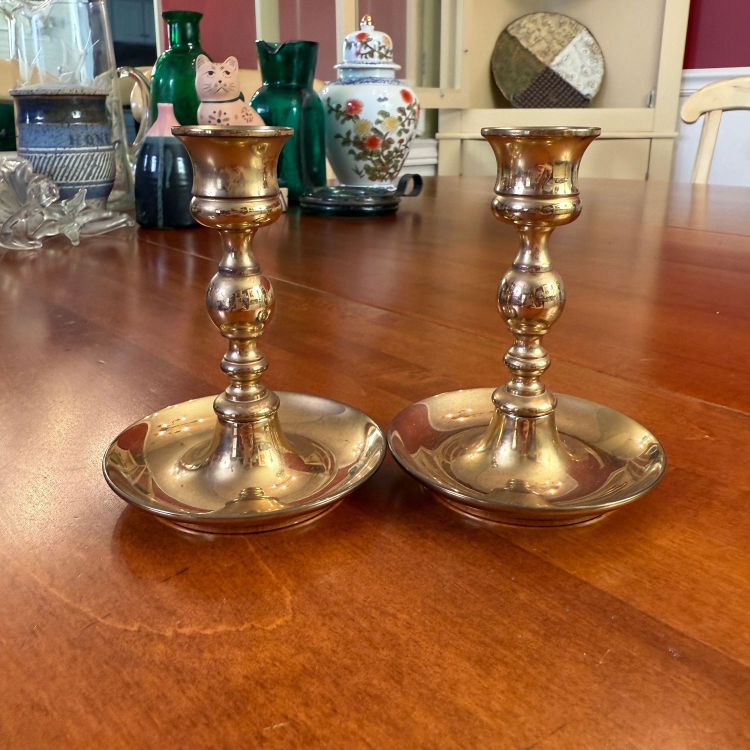 Pair of brass candlesticks 4"H