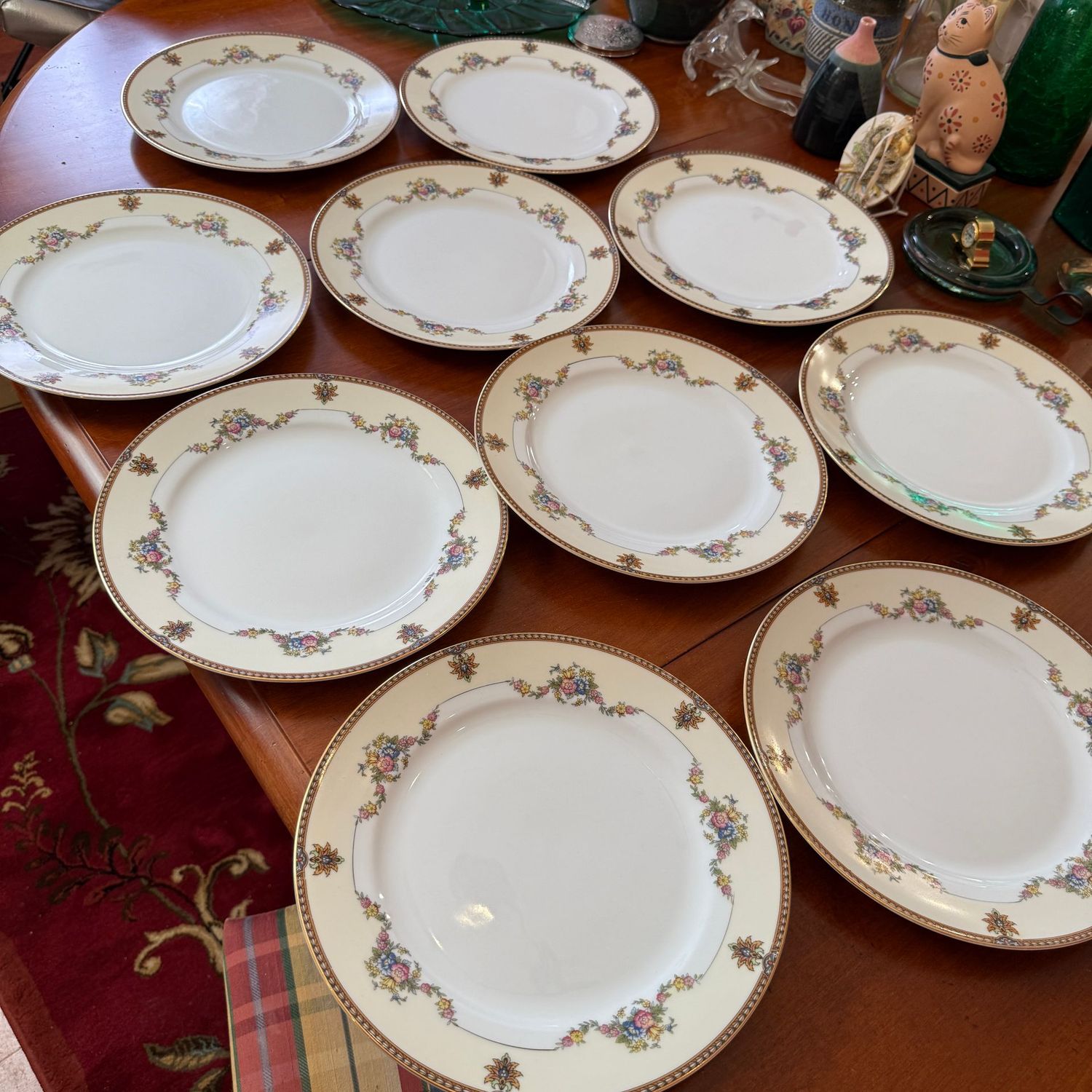 Set of 10 (Noritake Fleurette) RC Japan dinner plates