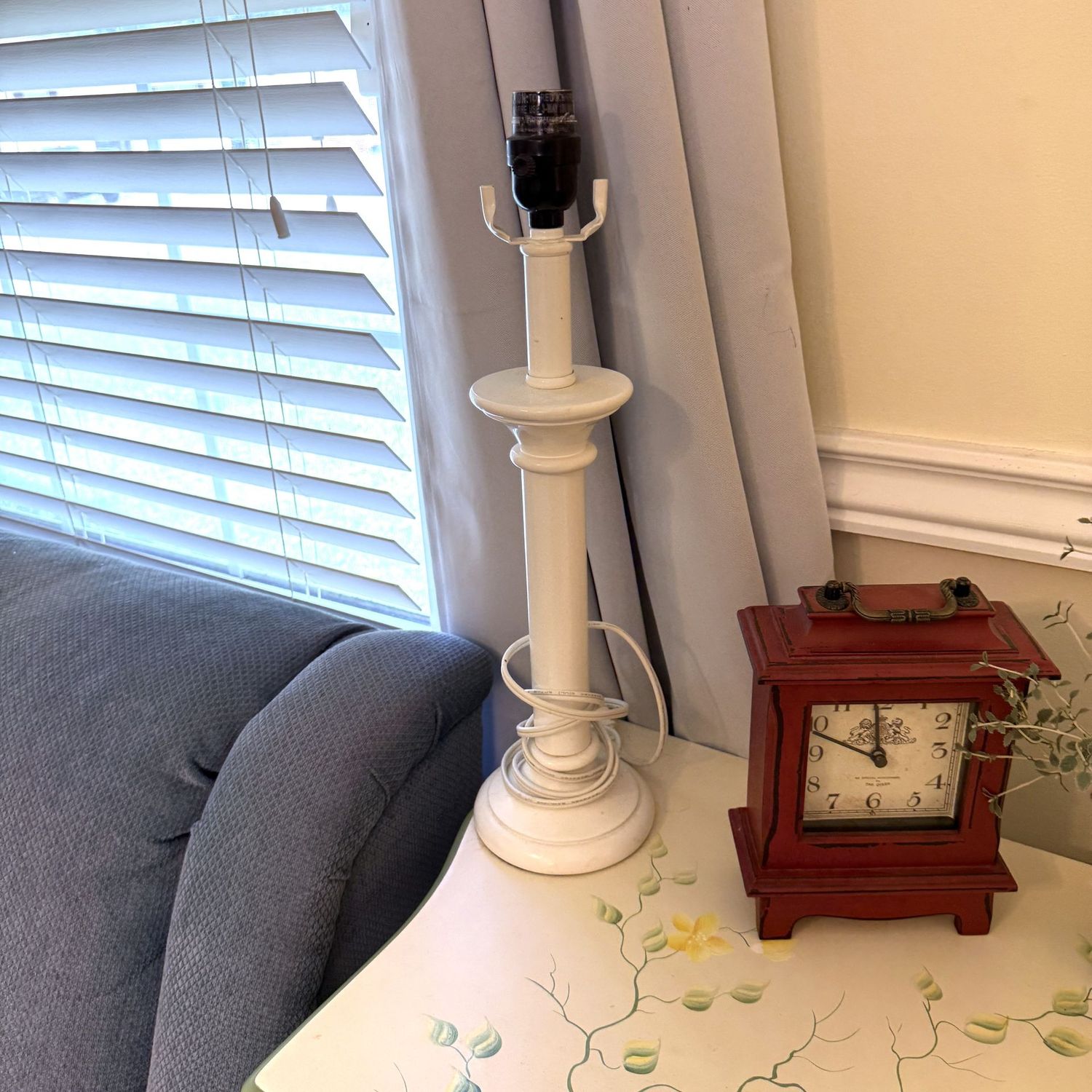 White table lamp, no harp or shade 18"H