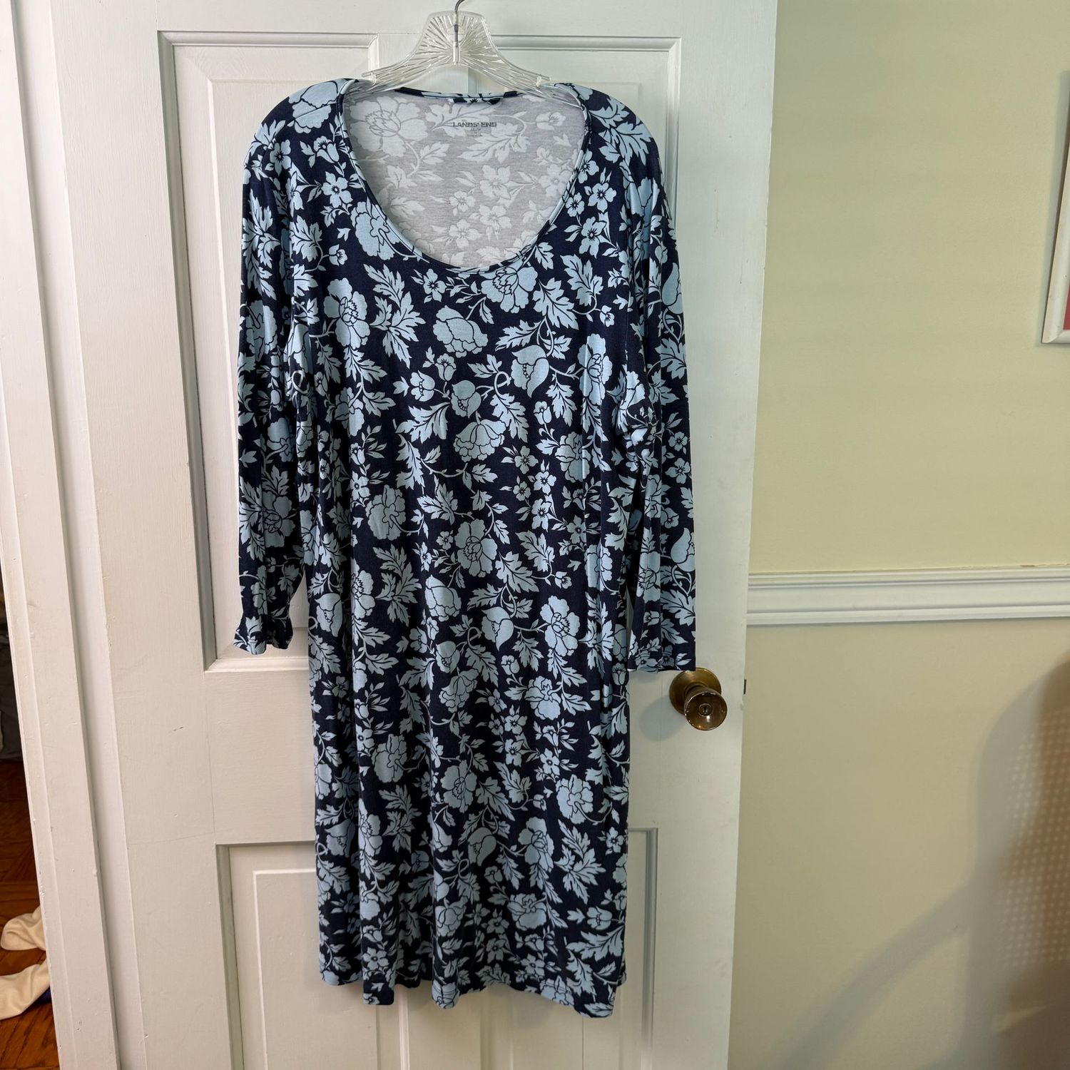 Lands end blue floral nightgown/house dress size XL
