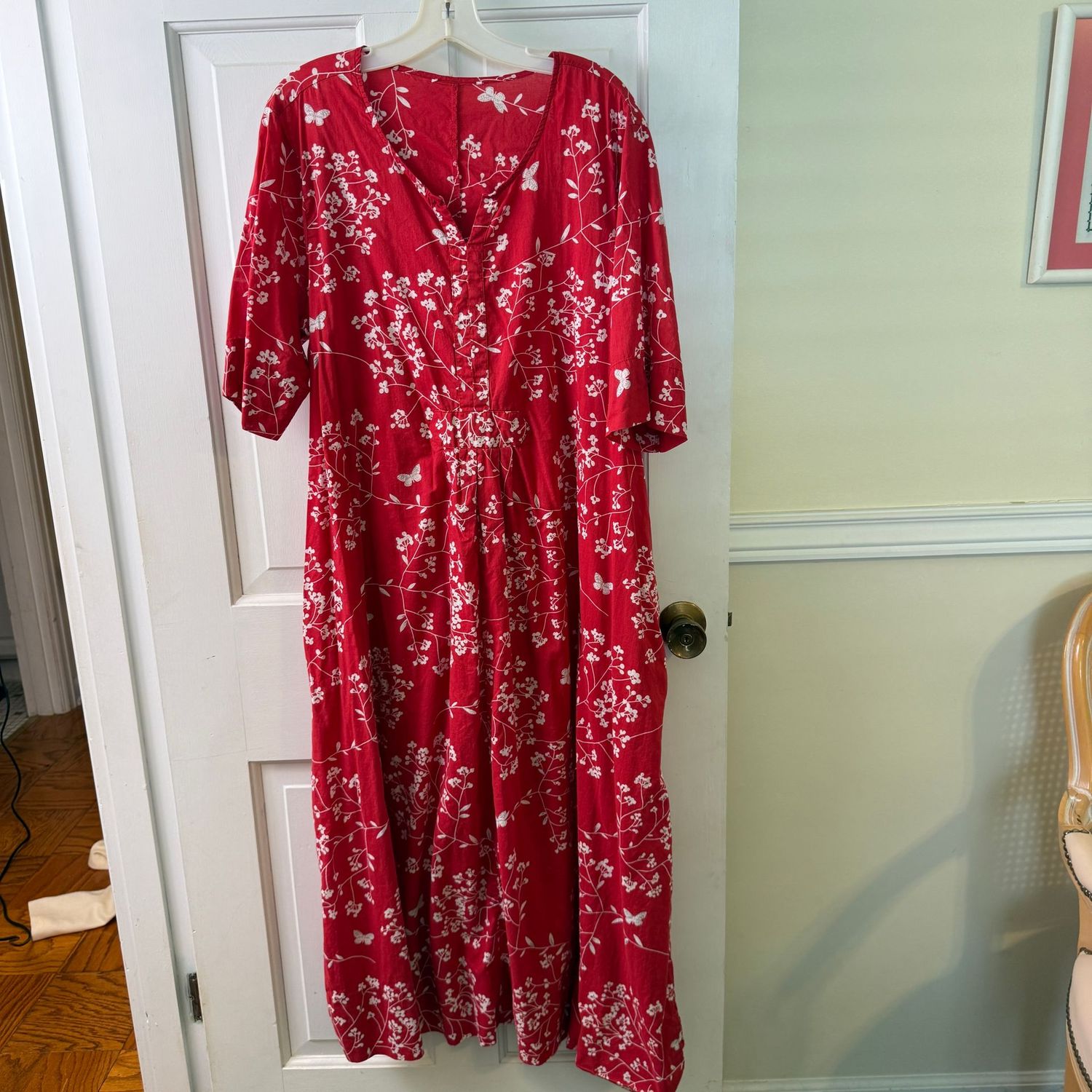 Red and white coverup/house dress size XL