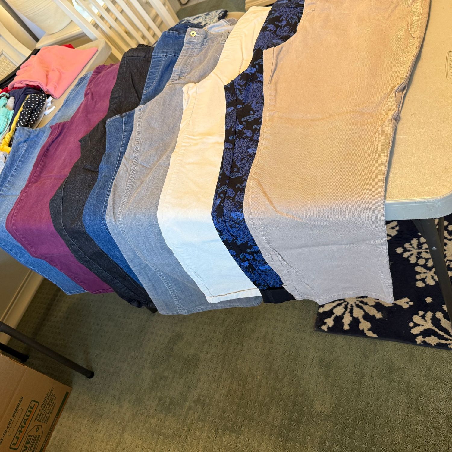 Jeans and Pants box most are short or average size 18, Charter Club, Vanderbilt, approx. 8 pair