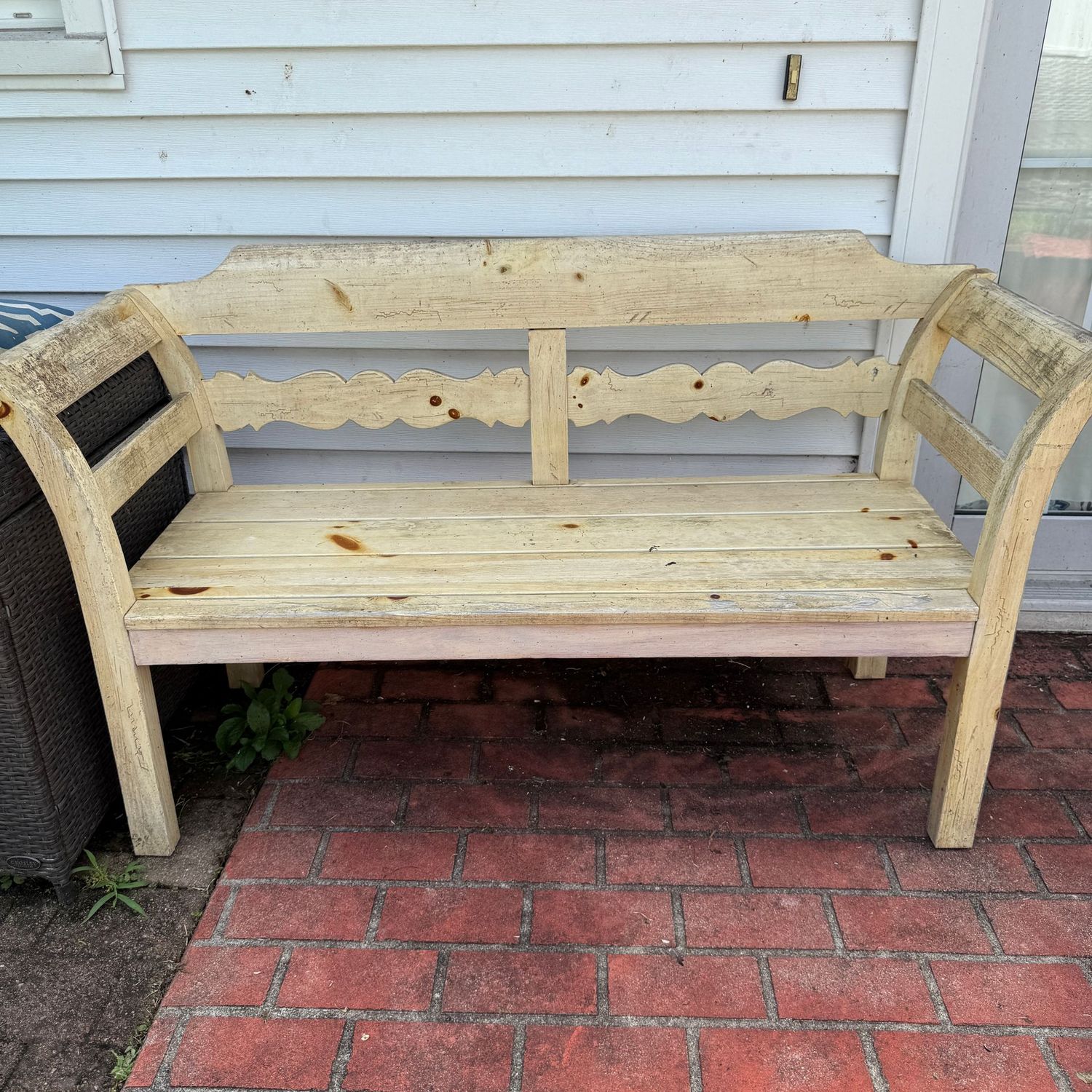 Wooden bench, ready for repainting 52"L x 36"H x 19"D