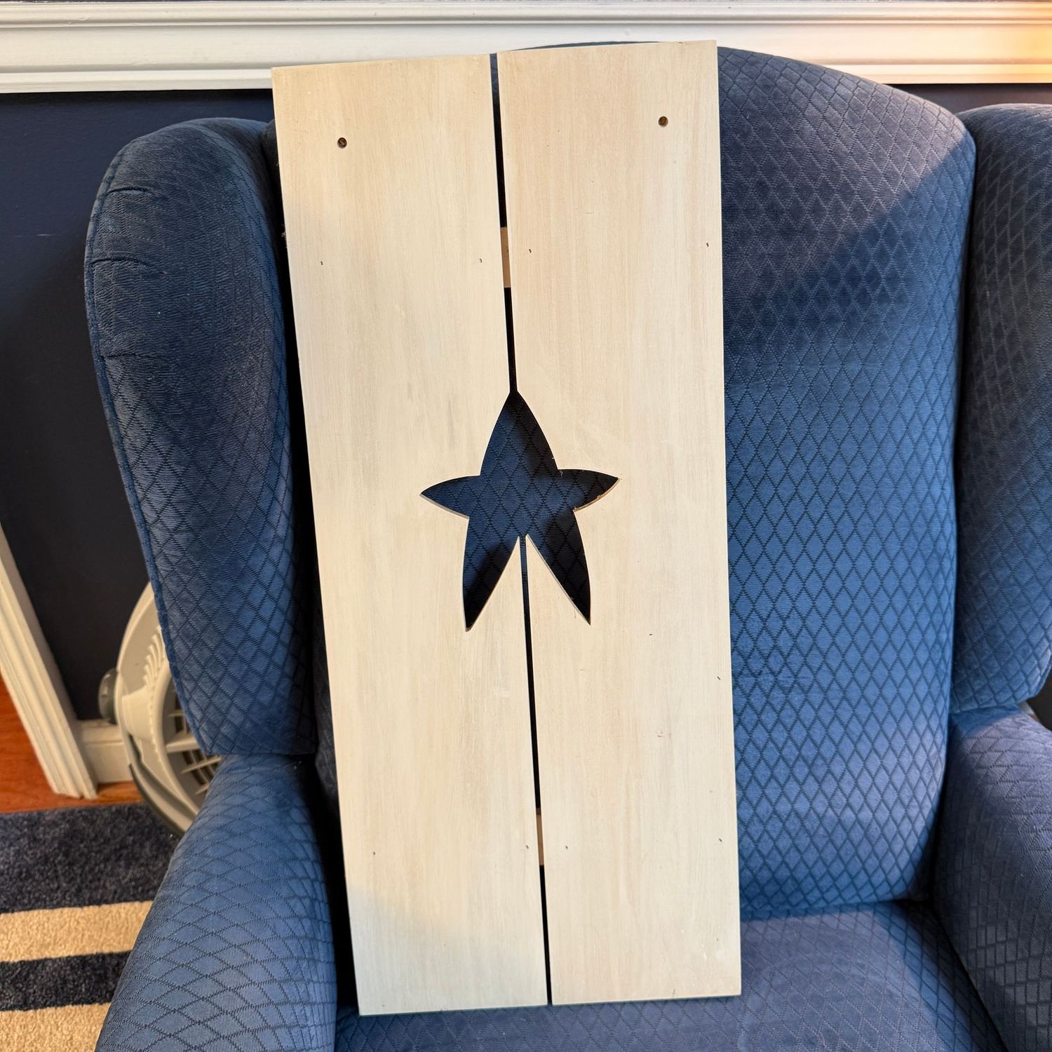 Wooden rustic panel with a star cutout 25" x 10"