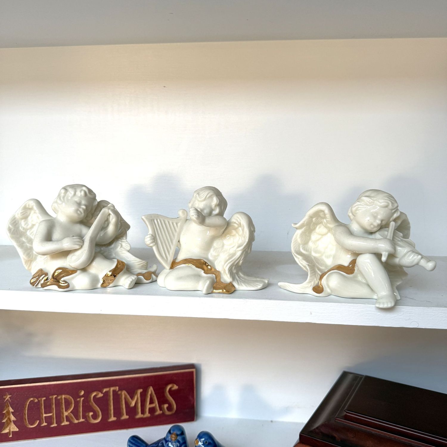 Three ceramic angels 5"H