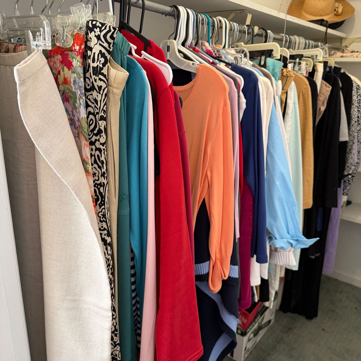 Closet full of ladies' clothing, skirts & pants 16-18, tops and blouses L/XL