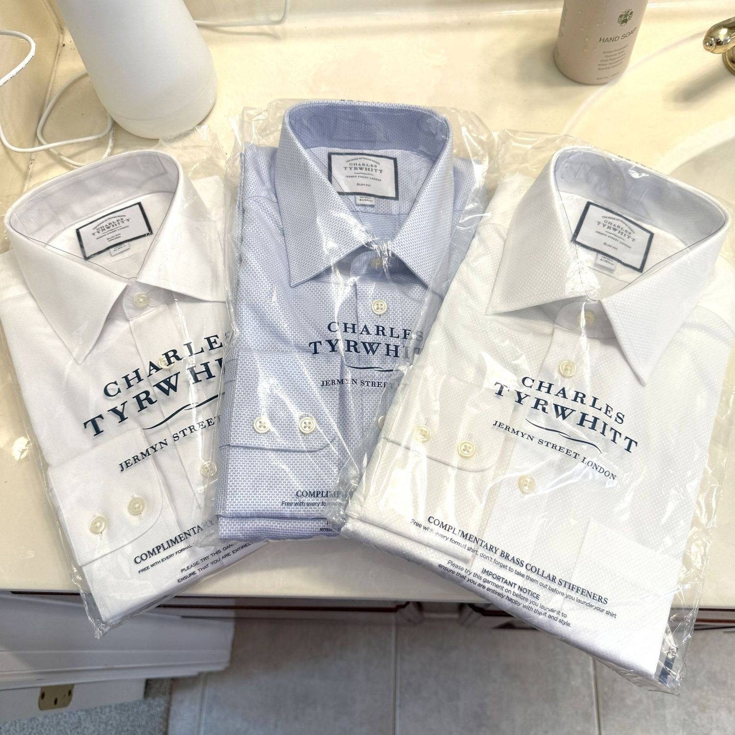Charles Tyrwhitt non-iron Oxford Shirts, new in package, slim fit, 16/35 in.