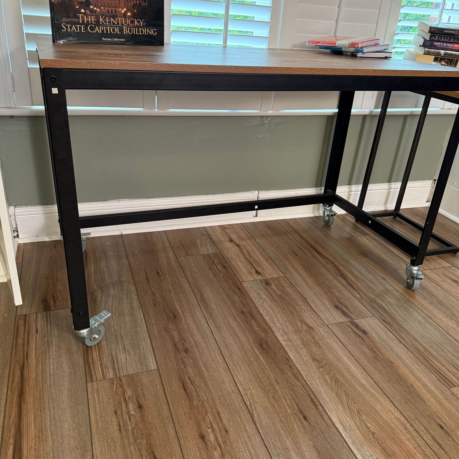 Rolling office/work desk, nice condition, very sturdy 46"L x 23"D