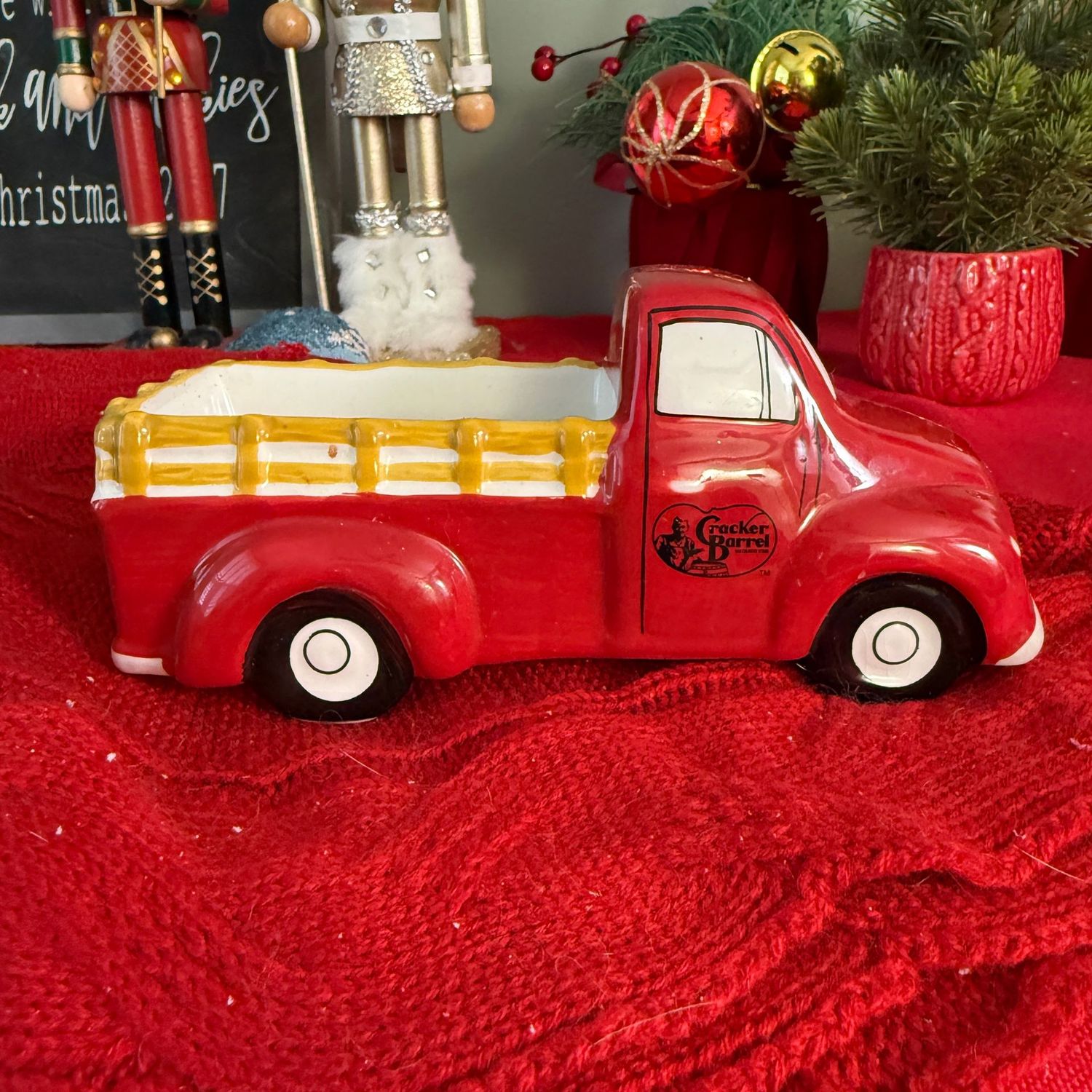 Cracker Barrel red earthenware truck 8"L