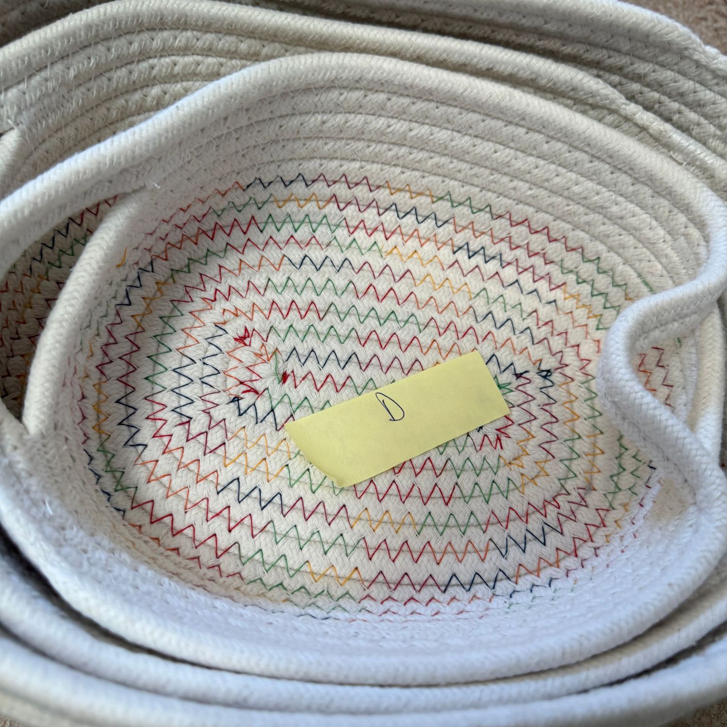 Cotton rope basket grouping (D) largest is 13"
