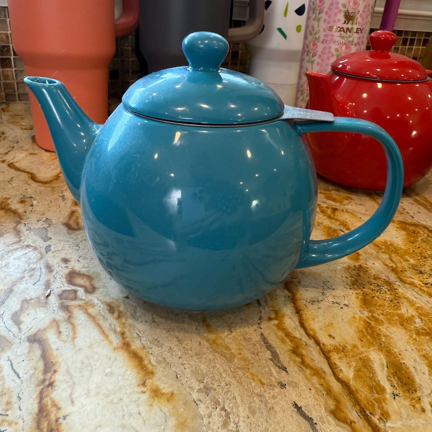 Sweese turquoise porcelain personal teapot with diffuser