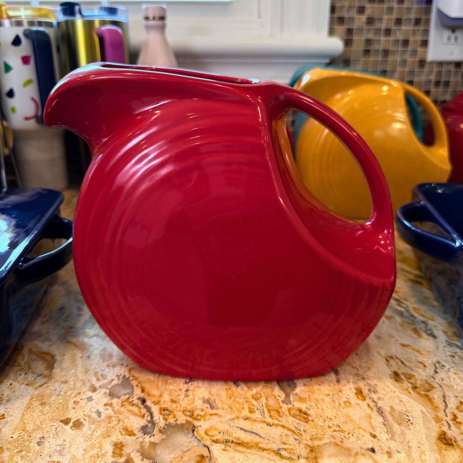 Fiestaware red disc water pitcher