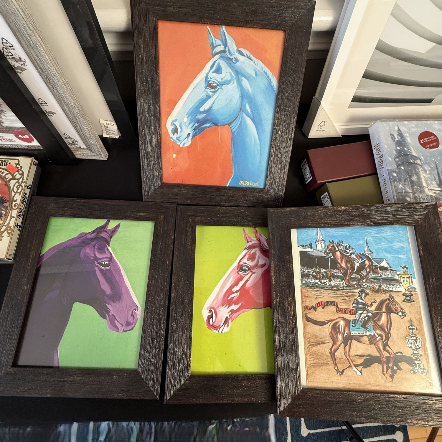 Group of Jarielle horse prints, Kentucky Derby 13" x 10"