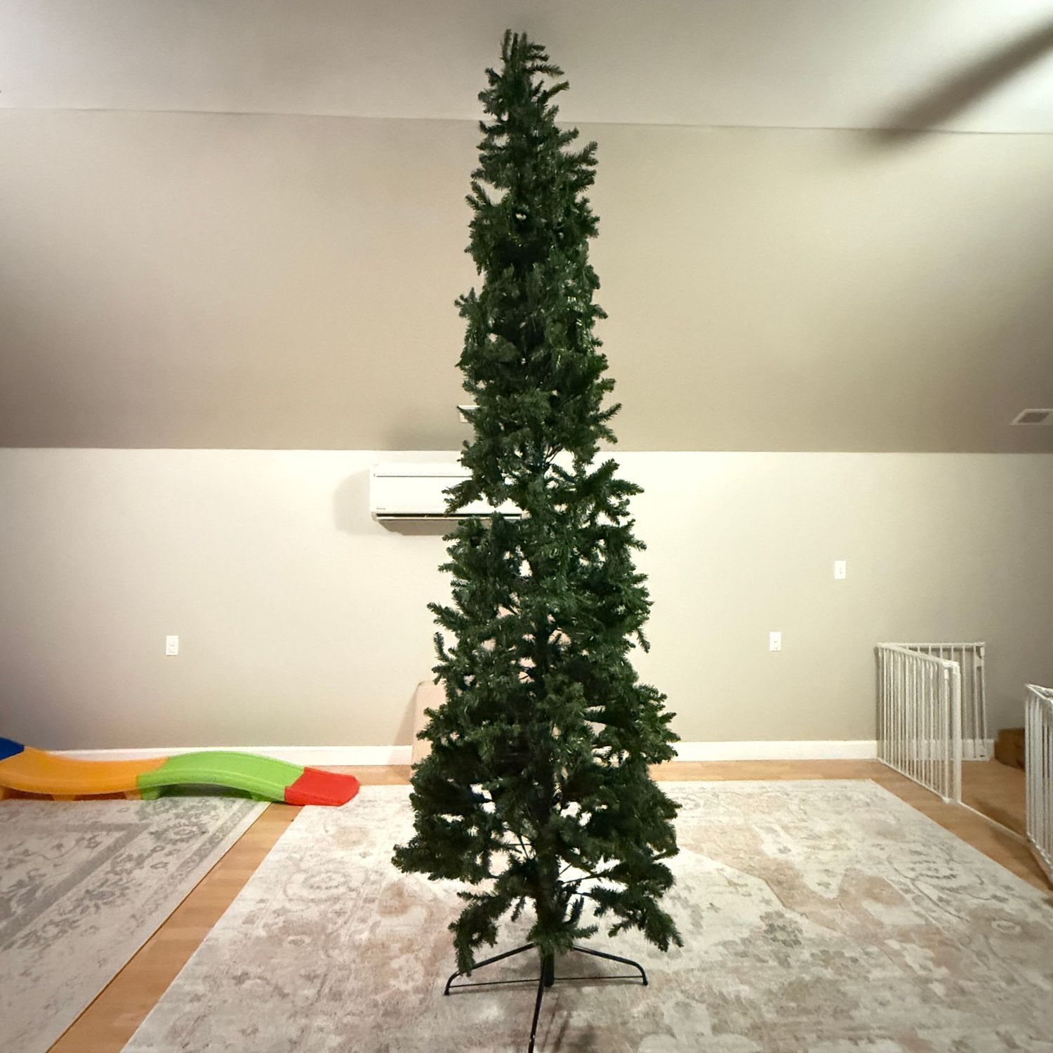 National Tree Company 10 ft. tall Kingswood Fir hinged pencil tree, nice condition (not lighted)