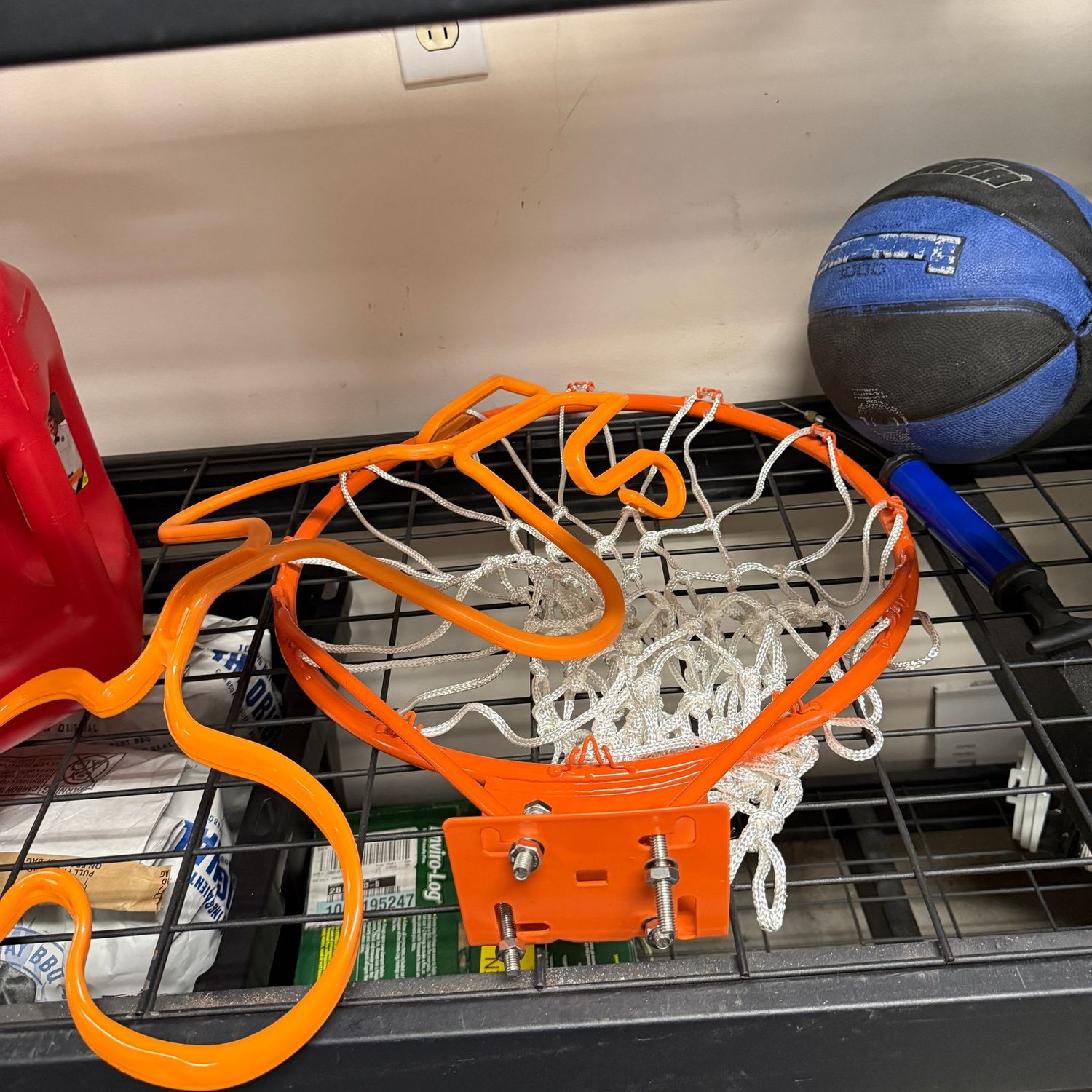 Metal basket ball hoop, return, ball and pump