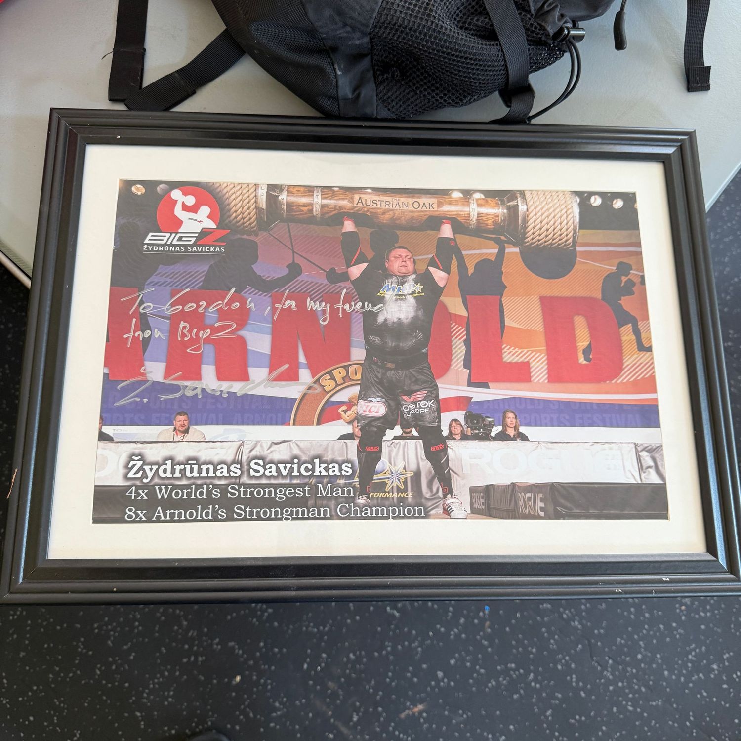 Signed photo of Zydrunas Savickas, personalized 20" x 15"