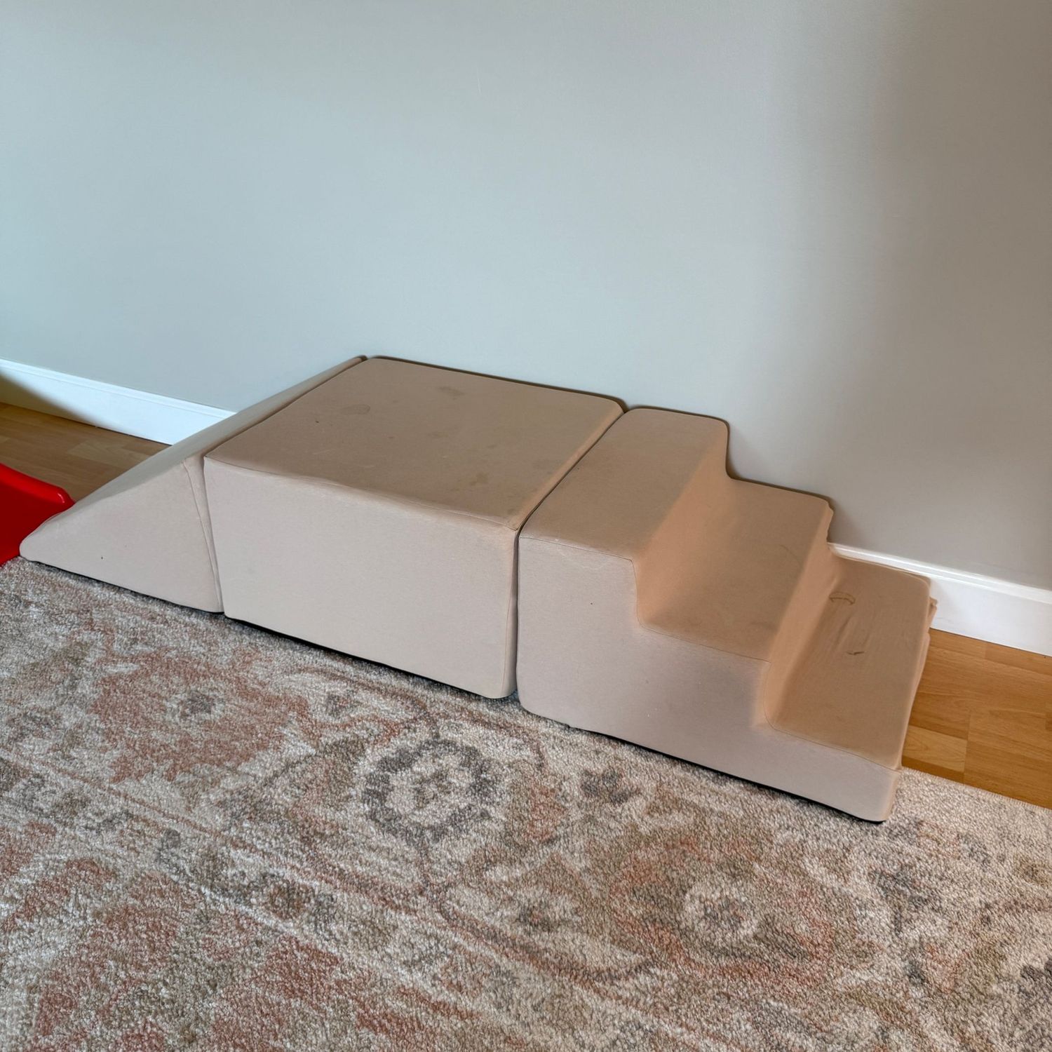 Cushioned/foam play blocks, covers need some light washing, 5 ft long as seen 18"W x 12"H