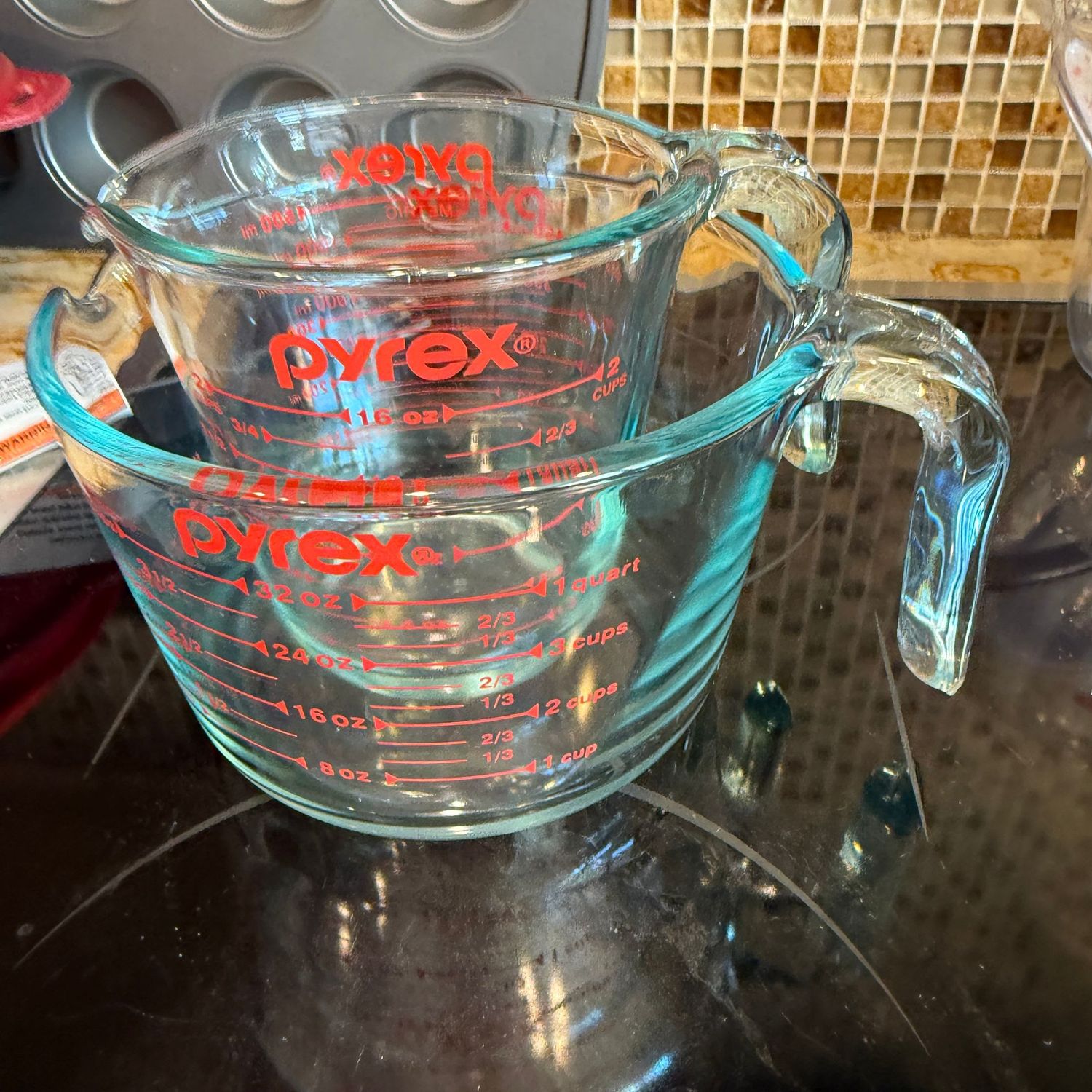 Pyrex 2 and 4-cup glass measuring cups