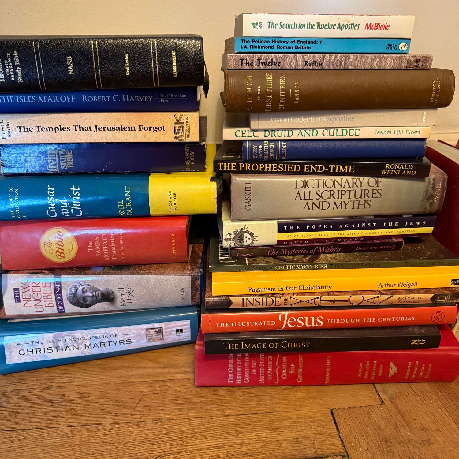 Box Lot 32: Religion, Study Bible, Caesar and Christ, Dictionary of Scriptures and Myths, The Image of Christ