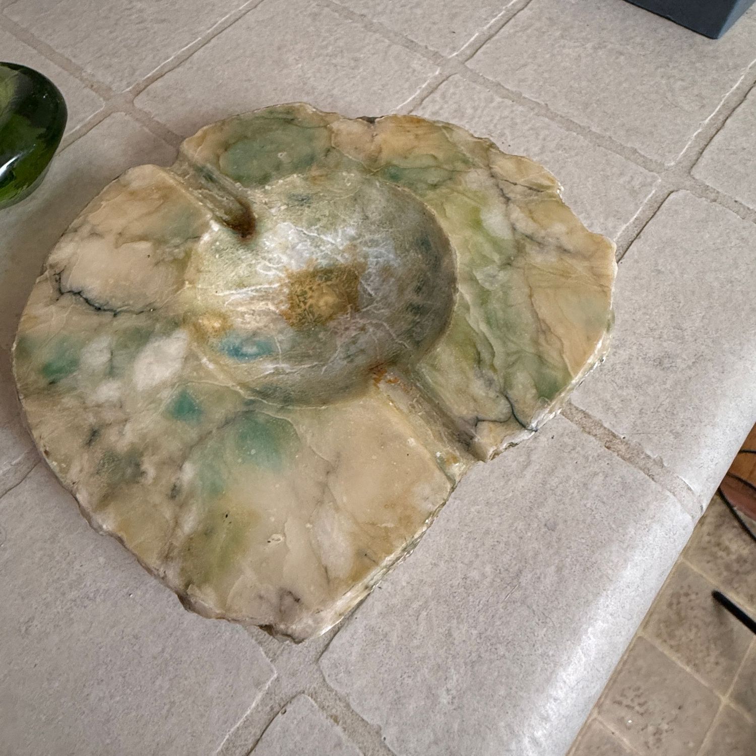 Italian alabaster marbled ashtray, 6.5 Italian alabaster marbled ashtray, 6.5"