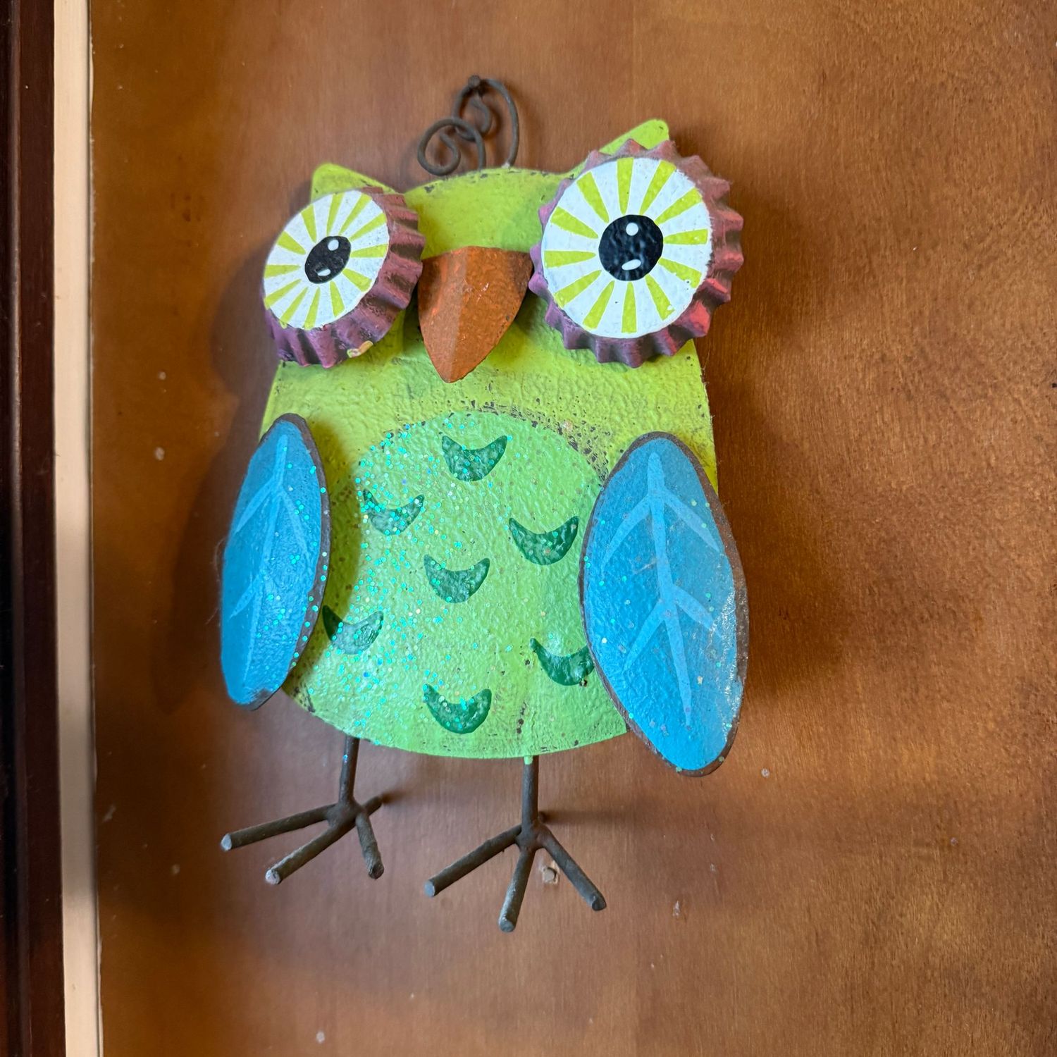 Glittered metal owl decoration, 8 Glittered metal owl decoration, 8"