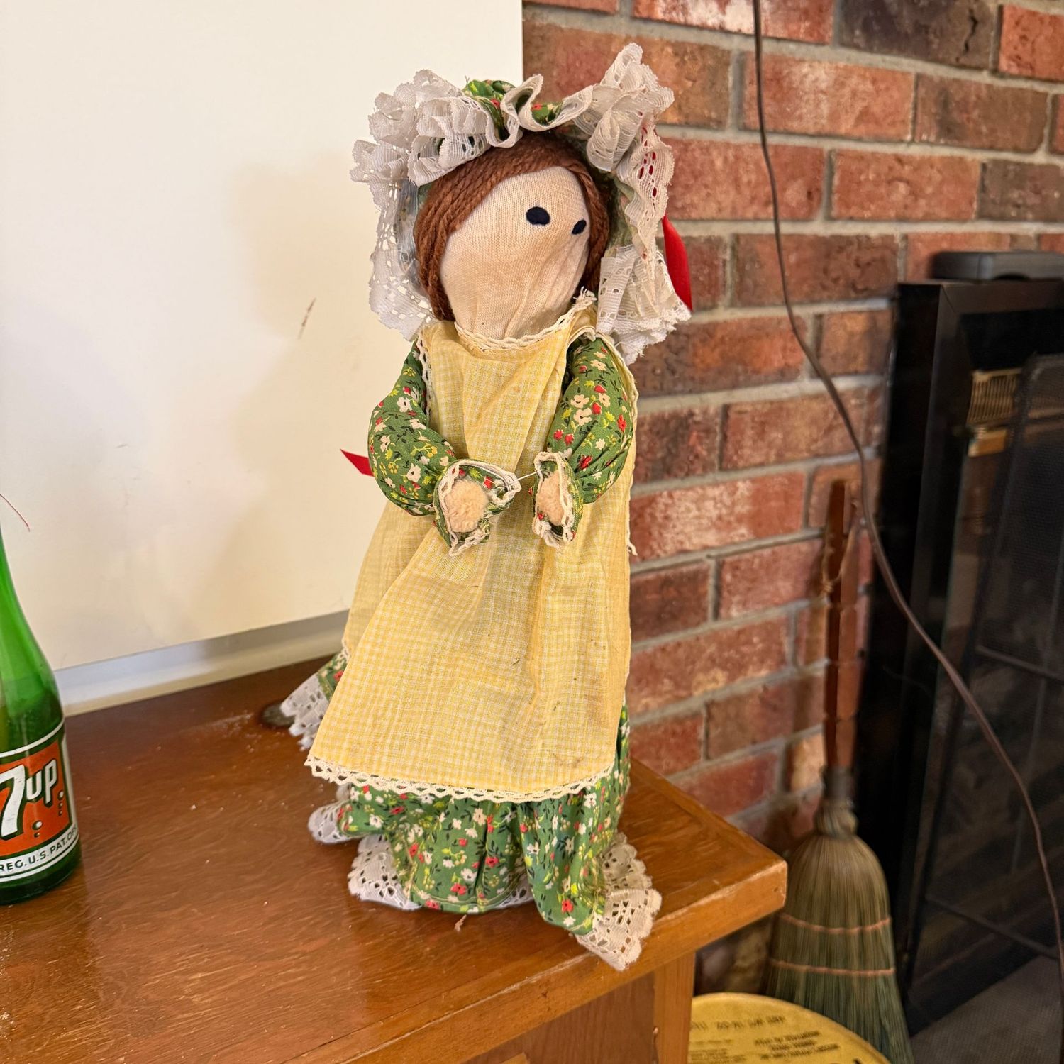 Bowling pin doll, some wear, 14 Bowling pin doll, some wear, 14"H