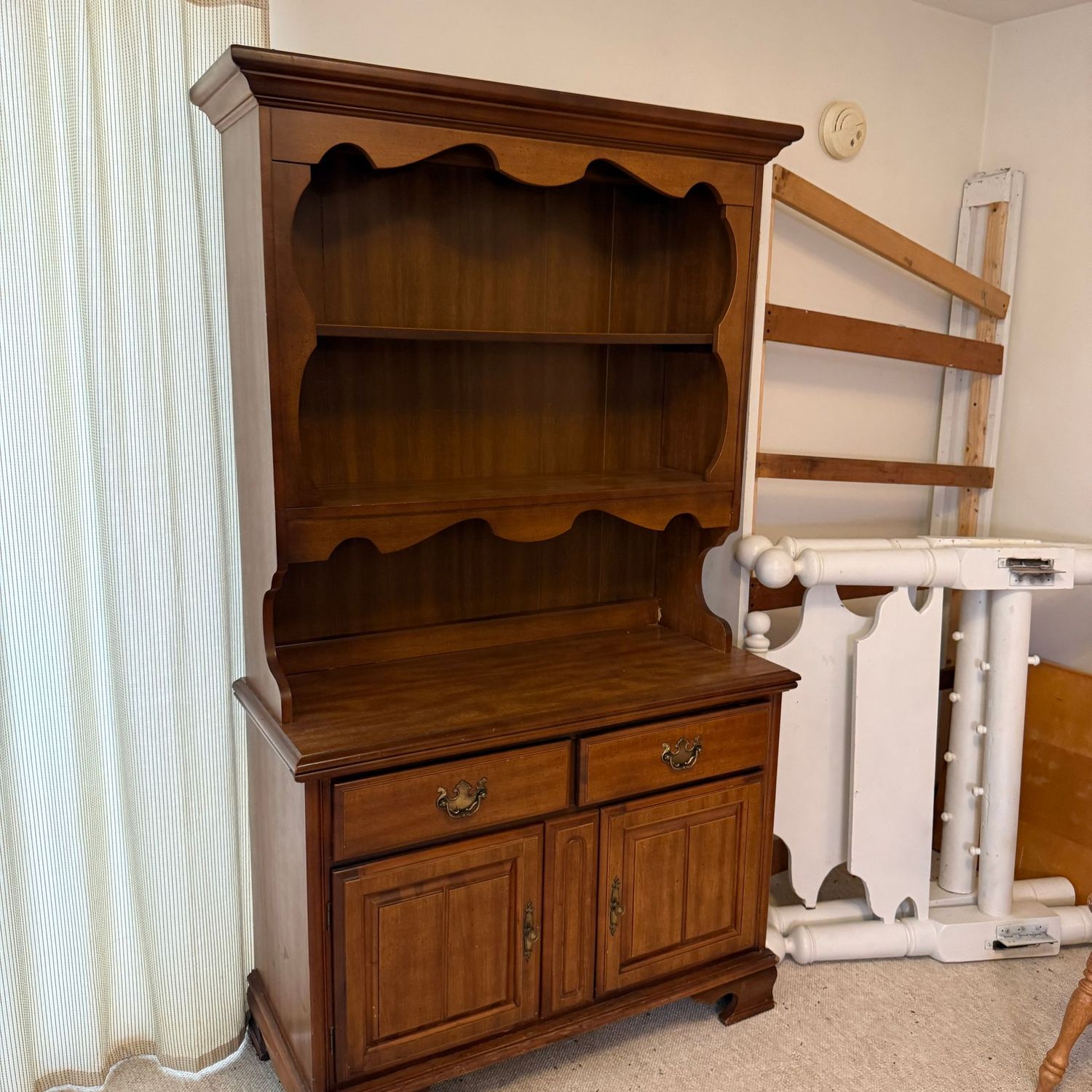 Bassett display kitchen hutch cabinet, two-pieces, nice condition, 6'H x 16 Bassett display kitchen hutch cabinet, two-pieces, nice condition, 6'H x 16"D x 42"W