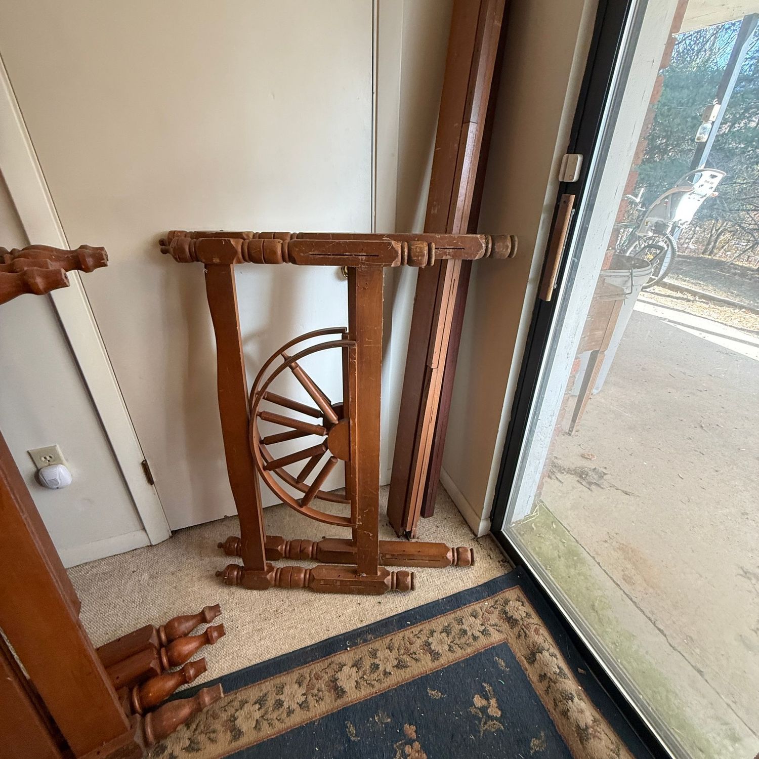 Harry Met Sally Wagon Wheel twin headboard, footboard, and rails, some wear