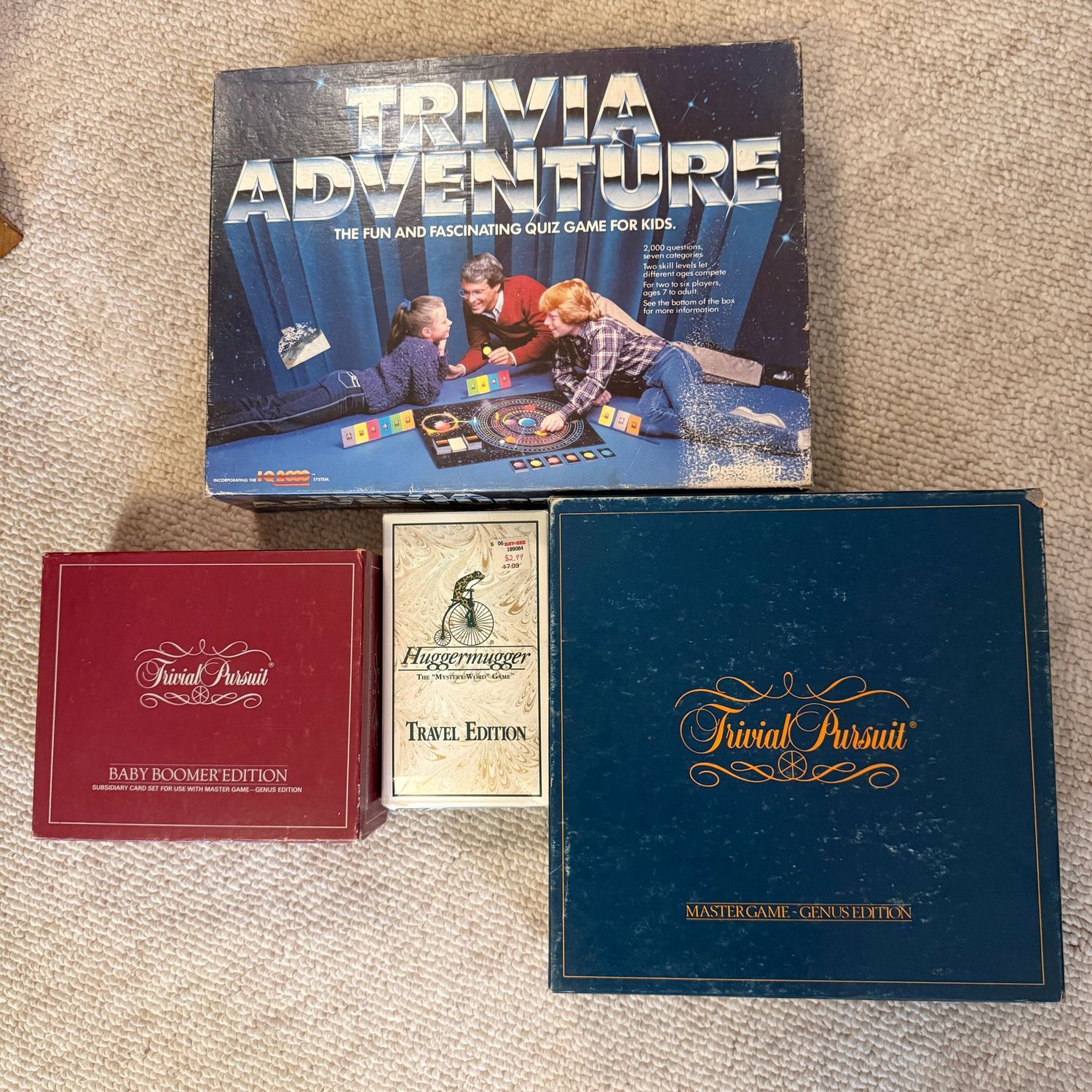Group of games, has most or all pieces, including Trivial Persuit