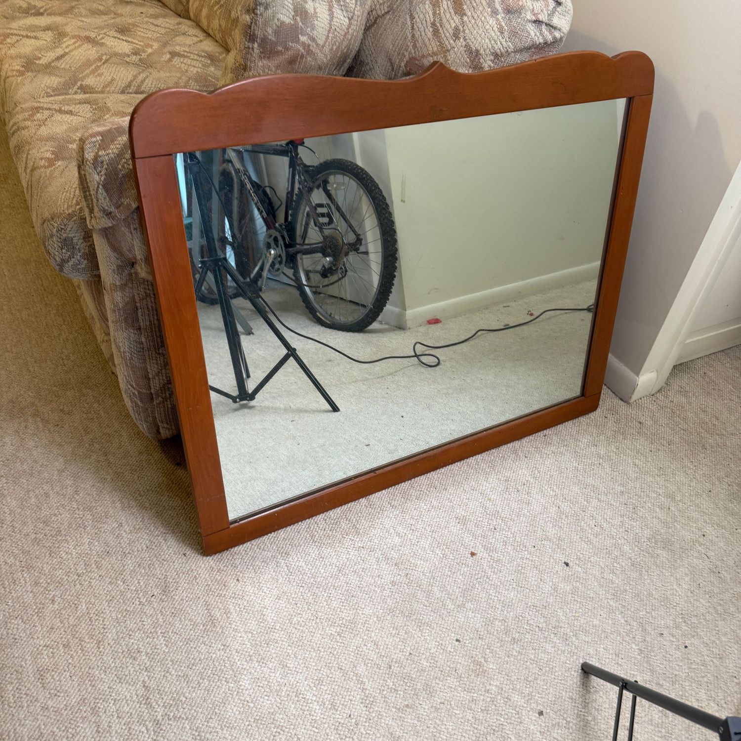 Vintage wood mirror, 36 Vintage wood mirror, 36" x 31"