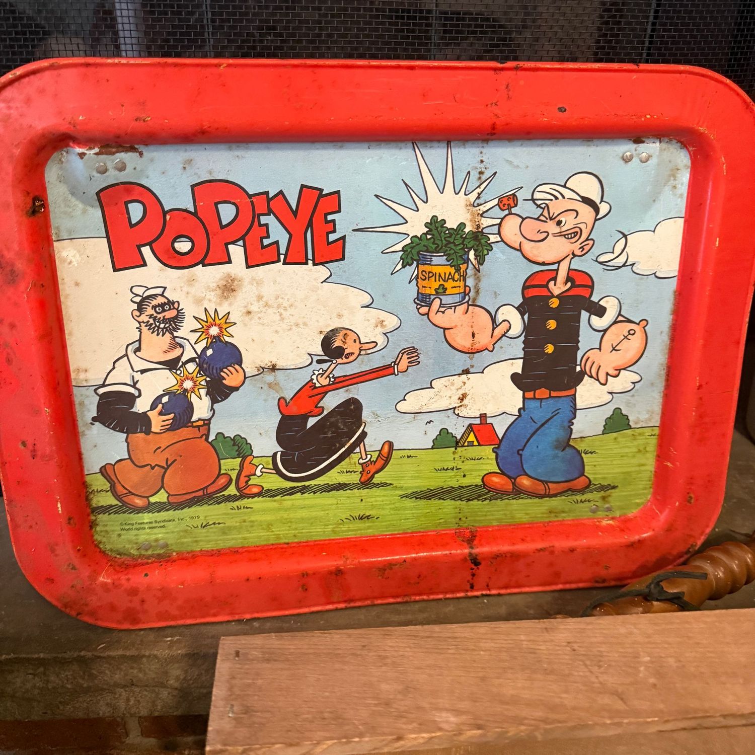 Vintage Popeye metal lap tray, 1979 Vintage Popeye metal lap tray, 1979
