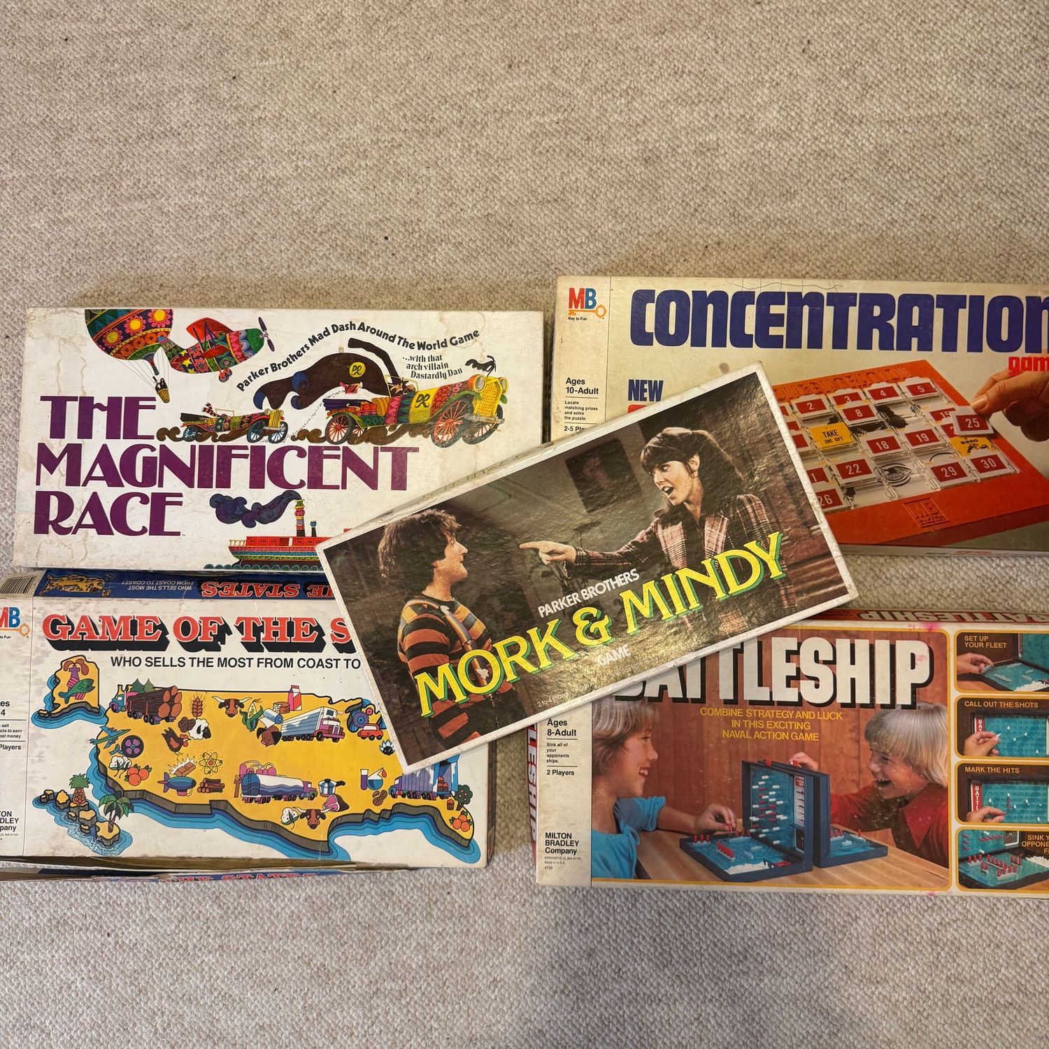 Group of games, has most or all pieces, including Mork & Mindy, Battleship Group of games, has most or all pieces, including Mork & Mindy, Battleship